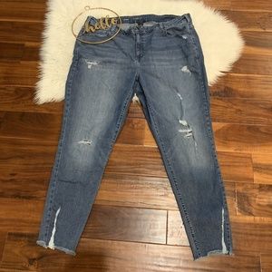 Lane Bryant Womens Jeans High Rise Skinny Size 22 Distressed Raw Hem Blu…